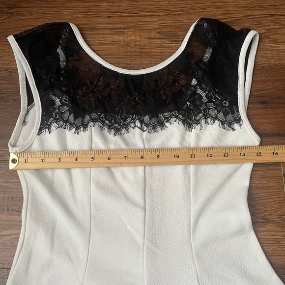 Suzy Shier Y2K Lace Trim Peplum Tank White & Black Lingerie Style Top Whimsygoth - Picture 3 of 5